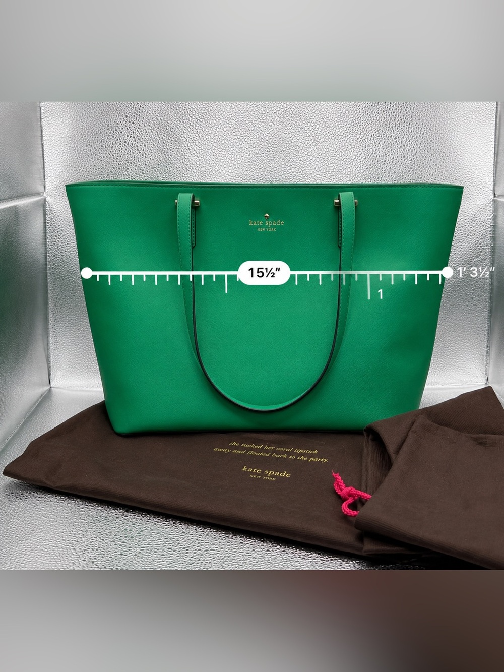 Kate Spade NY Green Structured Leather Shoulder Tote Bag - Picture 5 of 14